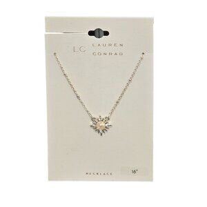 LC Lauren Conrad Women's Silver Plated Sun Necklace 16" NWT